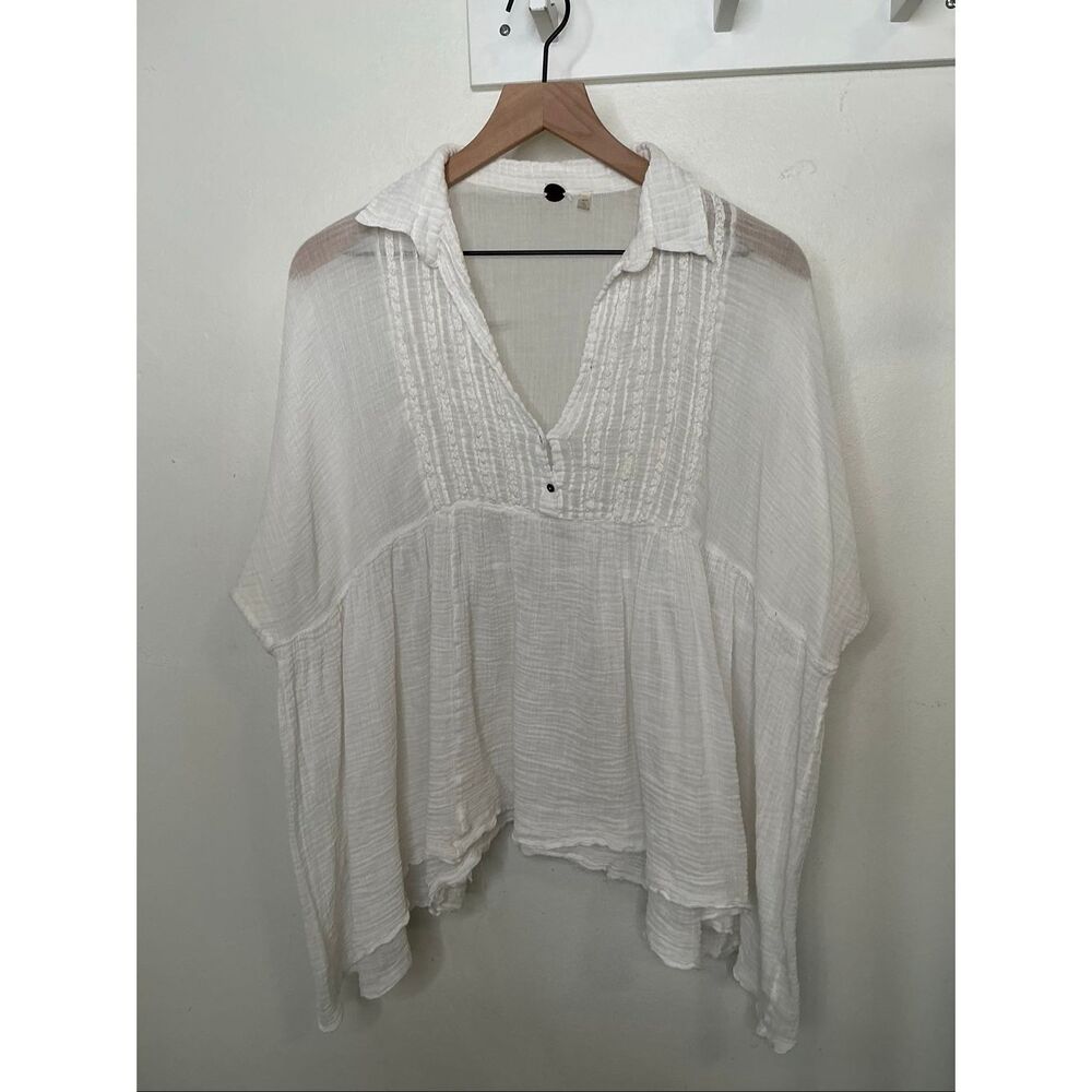 Free People Peasant Gauze Top | White in Medium